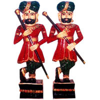 Manufacturers Exporters and Wholesale Suppliers of Wooden Chowkidar Statues Jodhpur Rajasthan